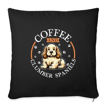 Kaffee und Clumber Spaniel - Sofakissenbezug 45 x 45 cm - Schwarz - Vorne