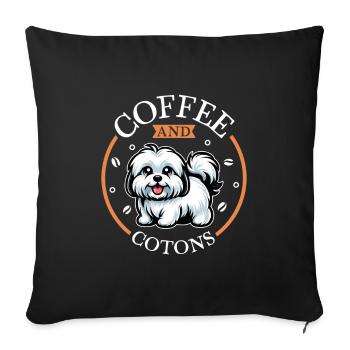 Café et Coton de Tuléar - Housse de coussin décorative 45 x 45 cm - noir - Devant