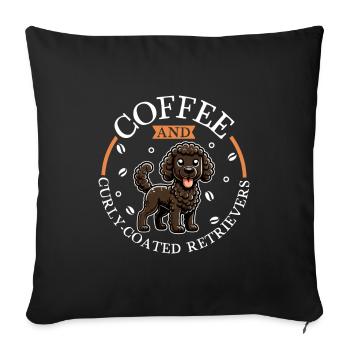 Kaffee und Curly-coated Retriever - Sofakissenbezug 45 x 45 cm - Schwarz - Vorne