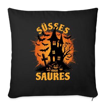 Halloween Geisterhaus - Süßes oder Saures - Sofakissenbezug 45 x 45 cm - Schwarz - Vorne