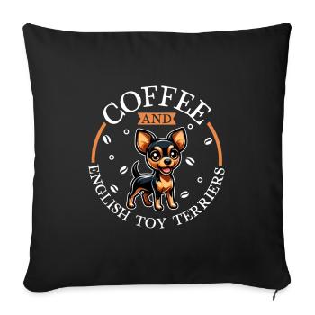 Café et Terrier Toy Anglais - Housse de coussin décorative 45 x 45 cm - noir - Devant