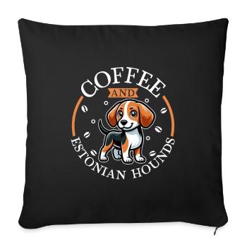 Kaffee und Estnische Bracke - Sofakissenbezug 45 x 45 cm - Schwarz - Vorne