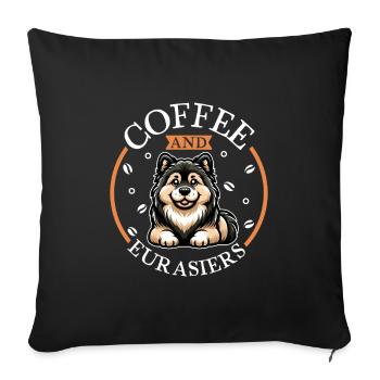 Coffee and Eurasier - Sofa pillowcase 17,3'' x 17,3'' (45 x 45 cm) - black - Front