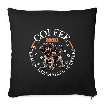 Café et Wirehair allemand - Housse de coussin décorative 45 x 45 cm - noir - Devant