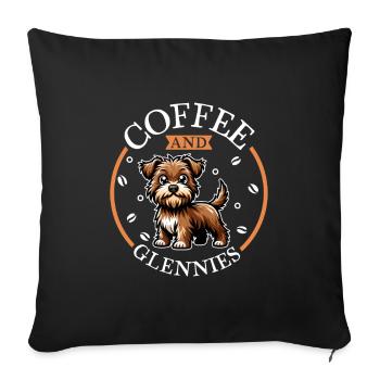 Café et Irish Glen d’Imaal Terrier - Housse de coussin décorative 45 x 45 cm - noir - Devant
