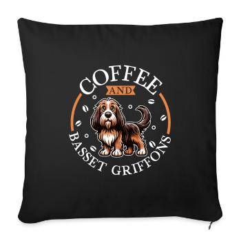 Kaffee und Grand Basset Griffon Vendéen - Sofakissenbezug 45 x 45 cm - Schwarz - Vorne