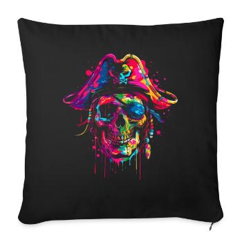Pirate Captain Skull Popart - Sofa pillowcase 17,3'' x 17,3'' (45 x 45 cm) - black - Front