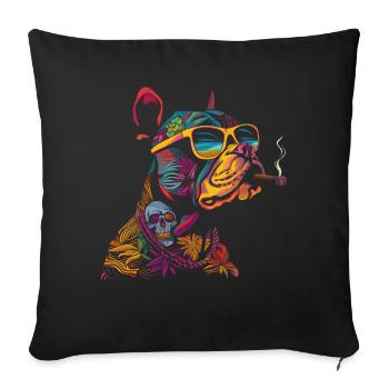 Pitbull Pittie Hund Raucher-Sonnenbrille Popart - Sofakissenbezug 45 x 45 cm - Schwarz - Vorne