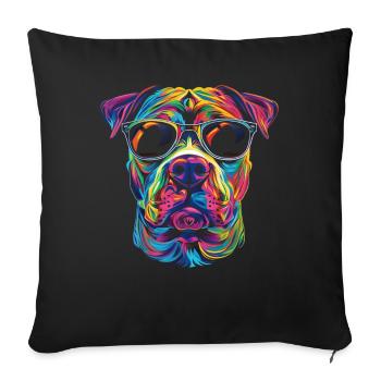 Pitbull Pittie Chien Popart - Housse de coussin décorative 45 x 45 cm - noir - Devant