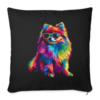Pomeranian Dog Sunglasses Popart - Sofa pillowcase 17,3'' x 17,3'' (45 x 45 cm) - black - Front