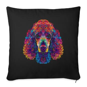 Caniche Chien Popart - Housse de coussin décorative 45 x 45 cm - noir - Devant