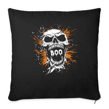 HOU! Costume de crâne de joyeux Halloween - Horreur - Housse de coussin décorative 45 x 45 cm - noir - Devant