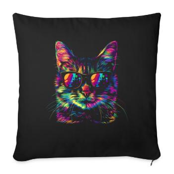 Tabby Cat Orange Cat Sunglasses Popart - Sofa pillowcase 17,3'' x 17,3'' (45 x 45 cm) - black - Front