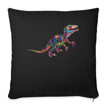 Velociraptor Dinosaur Pop Art - Sofa pillowcase 17,3'' x 17,3'' (45 x 45 cm) - black - Front