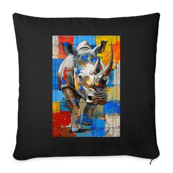 Nashorn - Sofakissenbezug 45 x 45 cm - Schwarz - Vorne