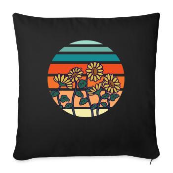 Sunflowers Retro Florist Flowers - Sofa pillowcase 17,3'' x 17,3'' (45 x 45 cm) - black - Front