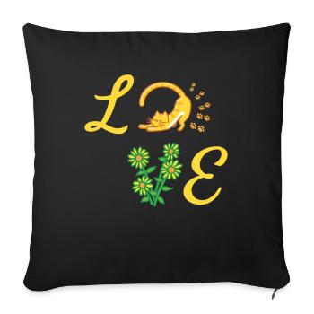 Sunflowers Love Cat Florist Flowers - Sofa pillowcase 17,3'' x 17,3'' (45 x 45 cm) - black - Front