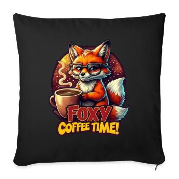 Funny Fox Animal Foxy Coffee time Fox with Coffee - Sofa pillowcase 17,3'' x 17,3'' (45 x 45 cm) - black - Front