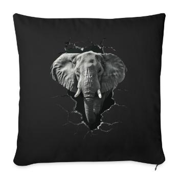 Elefant - Sofakissenbezug 45 x 45 cm - Schwarz - Vorne