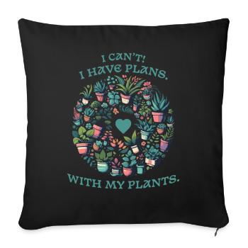 J’ai des projets avec des plantes - amoureux des plantes - Housse de coussin décorative 45 x 45 cm - noir - Devant