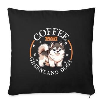 Café et chien du Groenland - Housse de coussin décorative 45 x 45 cm - noir - Devant