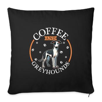 Kaffee und Greyhound - Sofakissenbezug 45 x 45 cm - Schwarz - Vorne