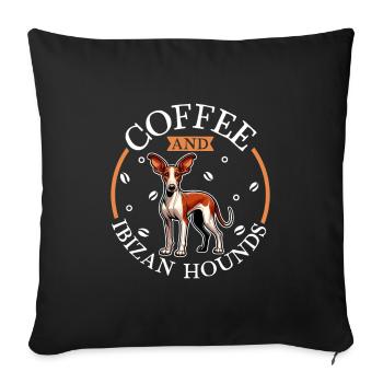 Café et Podenco Ibicenco - Housse de coussin décorative 45 x 45 cm - noir - Devant