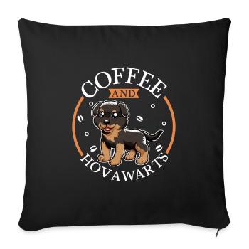 Café et Hovawart - Housse de coussin décorative 45 x 45 cm - noir - Devant