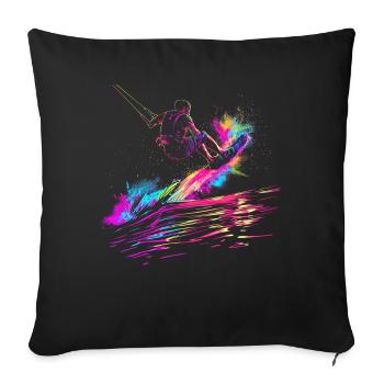 Wakeboarding Wakeboard Wakeboarder Popart - Sofa pillowcase 17,3'' x 17,3'' (45 x 45 cm) - black - Front
