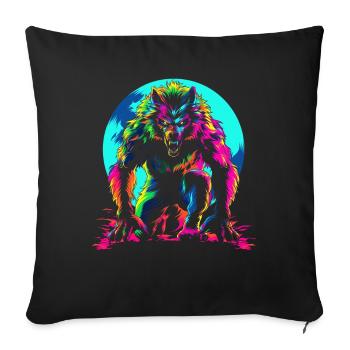 Werewolf Wolf Moon Popart - Sofa pillowcase 17,3'' x 17,3'' (45 x 45 cm) - black - Front