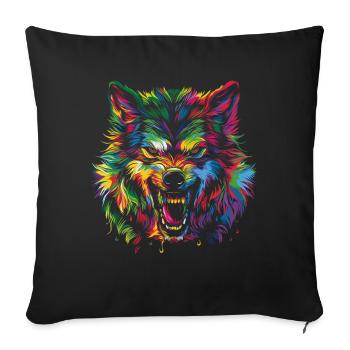 Loup-garou Loup Popart - Housse de coussin décorative 45 x 45 cm - noir - Devant