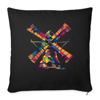 Moulin à vent Énergie éolienne Turbine Popart - Housse de coussin décorative 45 x 45 cm - noir - Devant