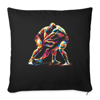 Wrestling Wrestling Popart - Sofa pillowcase 17,3'' x 17,3'' (45 x 45 cm) - black - Front