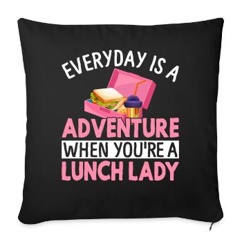 Cafeteria Worker Battery Life Adventure You're A L - Sofa pillowcase 17,3'' x 17,3'' (45 x 45 cm) - black - Front