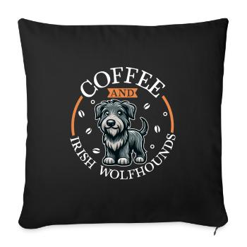 Café et Irish Wolfhound - Housse de coussin décorative 45 x 45 cm - noir - Devant