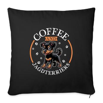 Coffee and German Hunting Terrier - Sofa pillowcase 17,3'' x 17,3'' (45 x 45 cm) - black - Front