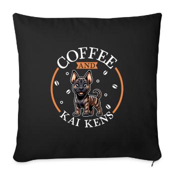 Coffee and Kai Ken - Sofa pillowcase 17,3'' x 17,3'' (45 x 45 cm) - black - Front