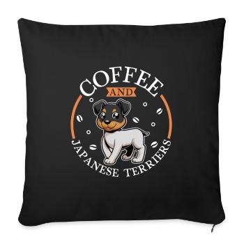 Café et terrier japonais - Housse de coussin décorative 45 x 45 cm - noir - Devant