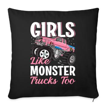 Girls Monster Trucks Truck Lover Girls - Sofa pillowcase 17,3'' x 17,3'' (45 x 45 cm) - black - Front