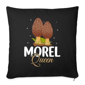 Morel Queen Mycologist Mushroom Lover Queen - Sofa pillowcase 17,3'' x 17,3'' (45 x 45 cm) - black - Front