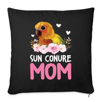 Soleil Perruche Maman Perroquet Maman Perroquet Oiseau Femme - Housse de coussin décorative 45 x 45 cm - noir - Devant