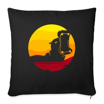 Nilpferd Retro Sunset Hippo Kinder - Sofakissenbezug 45 x 45 cm - Schwarz - Vorne