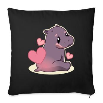 Kawaii Nilpferd Süß Hippo Kinder - Sofakissenbezug 45 x 45 cm - Schwarz - Vorne