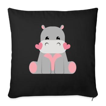 Süßes Nilpferd Hippo Kinder - Sofakissenbezug 45 x 45 cm - Schwarz - Vorne