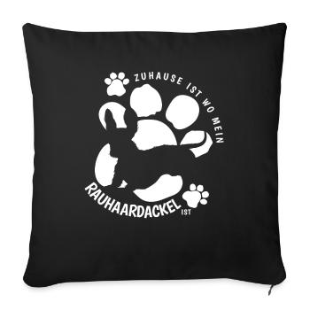 Home Où Mon teckel à poil dur Teckel - Housse de coussin décorative 45 x 45 cm - noir - Devant