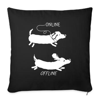 Online Offline Wire-haired Dachshund Dogs - Sofa pillowcase 17,3'' x 17,3'' (45 x 45 cm) - black - Front
