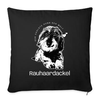 Cool Dog Wire-haired Dachshund Dogs - Sofa pillowcase 17,3'' x 17,3'' (45 x 45 cm) - black - Front