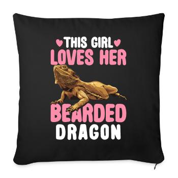 Cette fille aime son dragon barbu lézard Li - Housse de coussin décorative 45 x 45 cm - noir - Devant