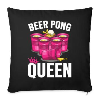 Beer Pong Queen Beer Pong Girl Player Jeu à boire - Housse de coussin décorative 45 x 45 cm - noir - Devant