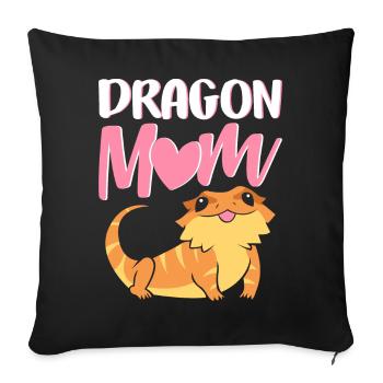 dragon barbu lézard amant dragon femme dragon - Housse de coussin décorative 45 x 45 cm - noir - Devant